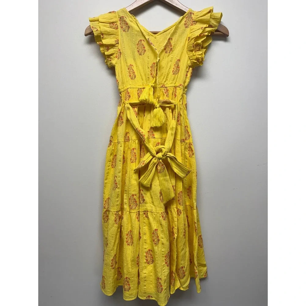 A loves A Girls Maxi Dress Flutter Sleeve Yellow New Size S